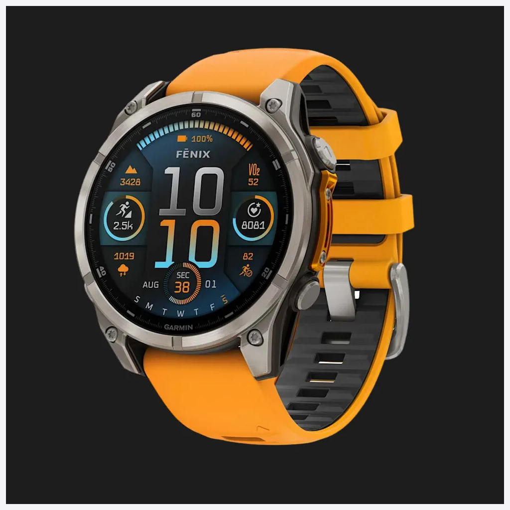 Garmin Fenix 8 47mm AMOLED Sapphire Titanium with Spark Orange/Graphite Silicone Band