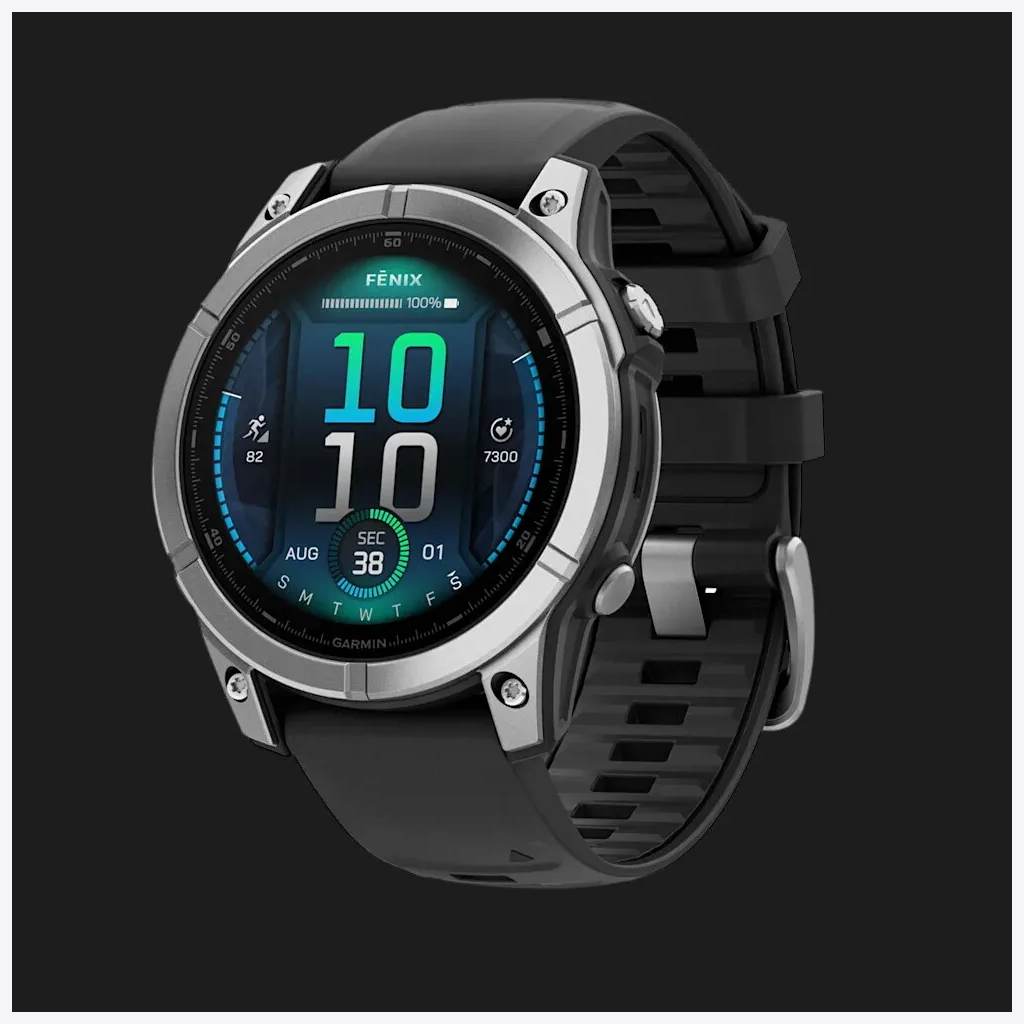 Garmin Fenix E 47mm AMOLED Stainless Steel with Black Silicone Band