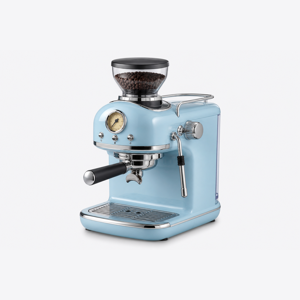 Smeg 50's Style Espresso Machine With Built In Grinder Pastel Blue